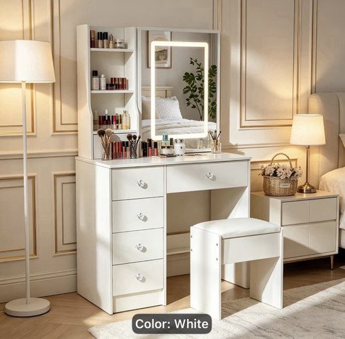White dressing table with - white,
