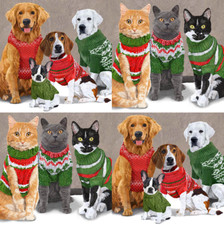 4 x Single MIXED Paper Table Napkins/33cm/Decoupage/Christmas/Animals/Dogs/Cats