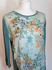 Monsoon Duck Egg Jumper Knit Print Front UK 8 Lightweight Floral Pastel