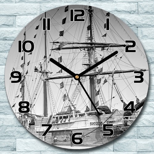 Glass wall clock black - glass,