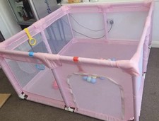 Large Baby Playpen 180×150cm Foldable Play Yard with Zipper Door & Mesh Sides