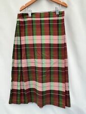 Girls School Uniform Check Skirt Green Brown Size W30 L24