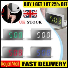 New LED Electric Digital Alarm Clock Mains Battery Mirror Temperature Display UK
