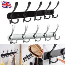 Clothes Coat Door Holder 6/18 Hooks Rack Hat Wall Hanger Rail Stainless Steel UK