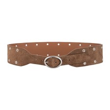 New Ladies Luxury Real Leather Design Coat Cinching Suede Wide Waist Belt Buckle