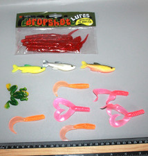 PACK E-SOX DROPSHOT LURES + 10 SOFT BAIT DROPSHOT WORMS, FROG, FRY & CURLY TAIL