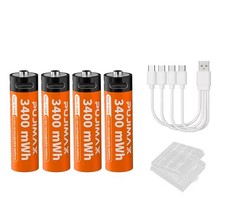 4X AA Battery Rechargeable USB Type-C Lithium-Ion Li-Ion 1.5v 3400mWh S