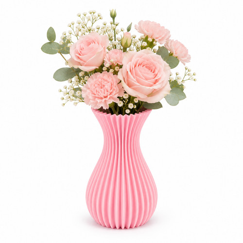 Printed ribbed flower vase - 3d,