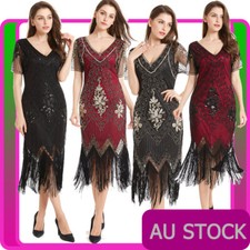 Ladies 20s 1920s Roaring Flapper Costume Black Blue Sequin Gatsby Fancy Dress