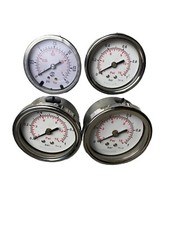 4 x Pressure Gauges Pneumatic 0-15 psi 0-1 bar 60mm Wholesale Joblot Back Entry