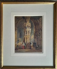 SAMUEL GILLESPIE PROUT 1822-1911 WATERCOLOUR CATHEDRAL INTERIOR ABBOTT & HOLDER