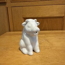 White Ceramic Milk Jug Creamer Sitting Cow Shape. White. Small. 