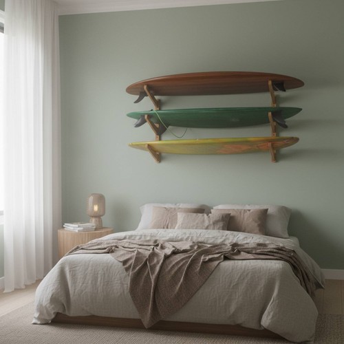Bamboo surfboard stand painted - stand,