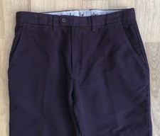 SAMUEL WINDSOR Mens Dark Purple Cotton Moleskin Trousers Size 34/27