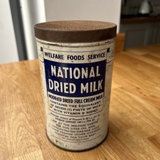 1940's -60s vintage RATIONS MINISTRY OF FOOD NATIONAL DRIED MILK ADVERTISING TIN
