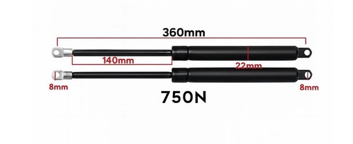 750n ottoman bed gas struts - 2x,