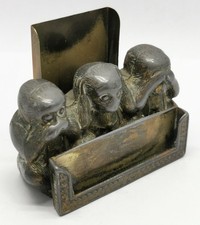 Vtg 1950s See No Evil, Hear No Evil, Speak No Evil Monkeys Matchbook Holder