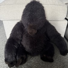 Vintage  Large Cuddly Plush Gorilla, Dark brown, Sits 18"