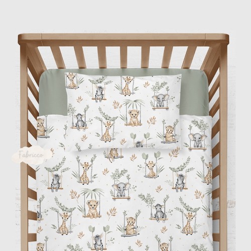 Sage safari cot bedding - safari, set