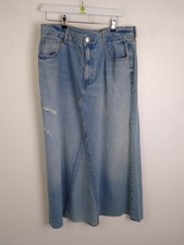 M&S Women's Denim Maxi Skirt Blue Short Fit New F2