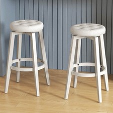 Costway White Swivel Bar Stool Set of 2