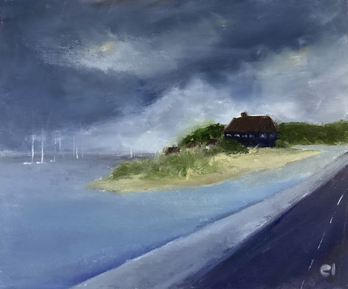 Seascape painting mudeford - seascape,