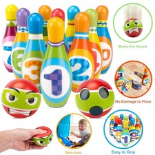 Kids Soft Bowling Set Skittles Game 10 Pins and 2 Balls Children Children Gift