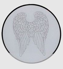 CANDLE PLATE ROUND LESSER & PAVEY  ANGEL WINGS MIRRORED & GLITTER  UNUSED GIFT