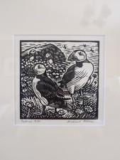 Richard Allen Signed 'Puffins' Print. 5 of 50. Limited Edition. Framed & Mounted