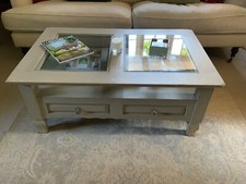  Gorgeous Antique French style coffee table with glass top and two drawers