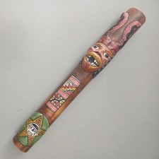 Vintage Rain Stick Hand Painted South American Percussion Instrument Shaker