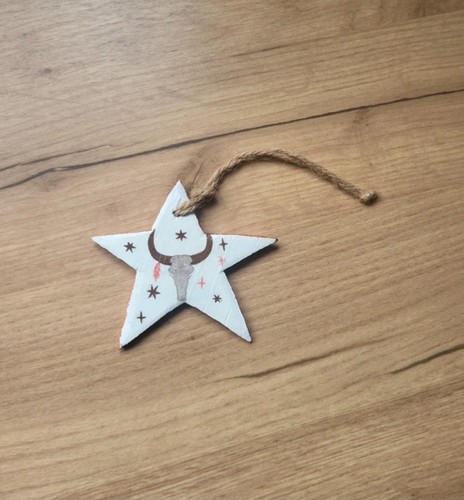 Handmade wooden star ornament - wooden,