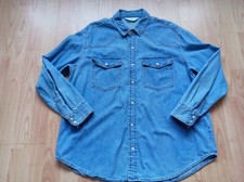 H&M Blue Denim Long Sleeve Shirt With Popper Buttons Size Medium