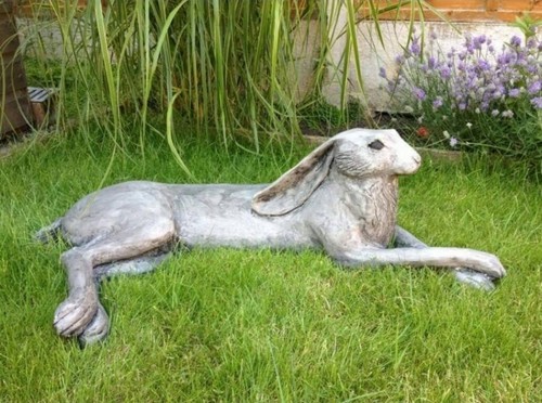 Stone hare sculpture - hare, mark