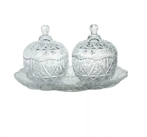 Glass sweet sugar bowl jar - glass,
