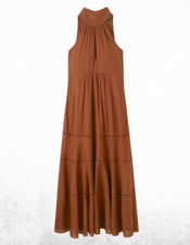 Ex ME+EM Women’s Cotton Voile Halterneck Full-Length Dress in Brown RRP £195