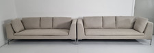 BB Italia pair of Charles sofas in Grey boucle with hues of honey in excellent