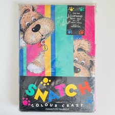 Vintage Snatch The Dog Curtains Bold Stripe Hamilton McBride Pink Green Blue 90s