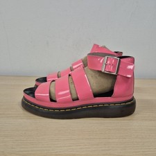 Dr Martens Clarissa Pink Patent Leather Gladiator Chunky Sandals Size Uk 6