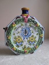 ANTIQUE / VINTAGE ITALIAN MAIOLICA PILGRIM FLASK - CERTUSA  FIRENZE