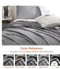 Grey Fleece Blanket for Sofa Warm Soft Throws for Bed 220cm x 240cm 