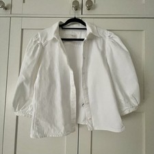 Zara Puff Sleeve White Denim