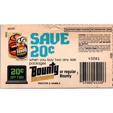 Save 25¢ When You Buy Two Bounty Microwave Cincinnati OH 1980s Coupon SAI1-M6