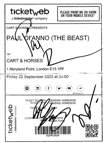 Signed paul dianno - , cart