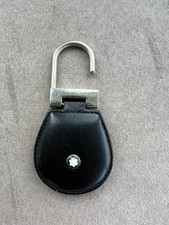 Montblanc Key Ring Silver Black Meisterstuck Logo Italy Leather Authentic Broken