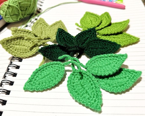 Handmade crocheted leafs - handmade,
