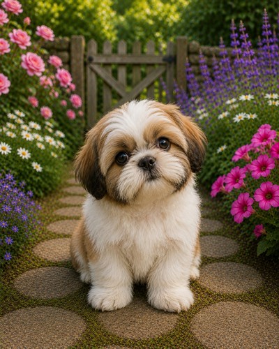 White shih tzu - white, print