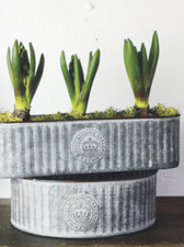 1 Kew Gardens Flower Trough, Metal Planter, Ribbed Long Window Box Zinc Planter