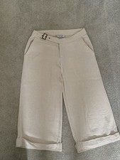 Linen Blend Cropped Trousers Women Size 8