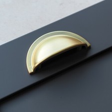 Brass Kitchen Cupboard Handle Brushed Gold Cup Knobs Drawer Furniture Door Pull